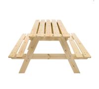 TIMBELA M010-1 Ensemble de chaises pour enfants en bois naturel avec compartiment de rangement - H50 x 90 x 90 cm Banc stable pour enfants pour pique-nique avec compartiment de rangement