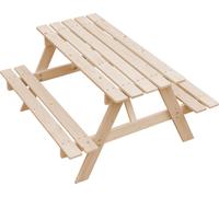 TIMBELA M018-1 Ensemble de sièges pour enfants en bois naturel- H50 x 90 x 90 cm Banc de pique-nique stable pour enfants - Meubles pour enfants pour l'intérieur et l'extérieur
