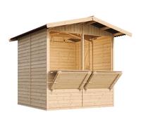 TIMBELA M149 Maison de Jardin en Bois - Étal de Marché avec Comptoir, L253xP263xH232 cm / 4 m², Facile à Monter et à Démonter, Bar Jardin, Abri Multifonctionnel