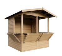 TIMBELA M149B Kiosque en Bois 4 m², Stand de Vente en Bois Démontable avec 4 Fenêtres de Vente pour Marchés, Foires et Vente