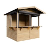 TIMBELA M149BZ Kiosque en Bois avec Volets Roulants 4 m², Stand de Vente en Bois Démontable avec 4 Volets Verrouillables pour Marchés et Vente