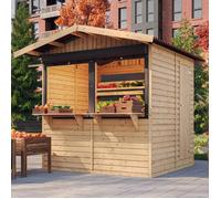 TIMBELA M149Z Kiosque en bois, Étal de marché en bois H232x253x263 cm/4 m2