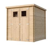 TIMBELA M309 Abri de Jardin en Bois - Stockage extérieur l204xL204xH200 cm/3.53 m2 - Petit abri à Outils, Local à vélos - Toit imperméable, fenêtres