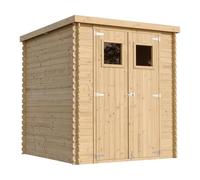 TIMBELA M309+M309G Abri de Jardin en Bois avec Sol TRAITÉ - Stockage extérieur l204xL204xH200 cm/3.53 m2- Petit abri à Outils, Local à vélos - Toit imperméable, fenêtres