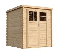 TIMBELA M309F+M309G Abri de Jardin en Bois avec Sol TRAITÉ - Porte verrouillable de Haute qualité - Stockage extérieur l204xL204xH200 cm/3.53 m2- Petit abri à Outils, Local à vélos - Toit imperméable