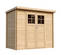 TIMBELA M310F+M310G Abri de Jardin en Bois avec Sol TRAITÉ - Porte verrouillable de Haute qualité- Stockage extérieur l239xL144xH200cm/2.63 m2 - Petit abri à Outils, Local à vélos - Toit imperméable