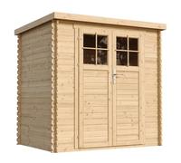 TIMBELA M311F Abri de Jardin en Bois- Porte verrouillable de Haute qualité - Stockage extérieur l204xL142xH200cm/2.22m2- Petit abri à Outils, Local à vélos - Toit imperméable, fenêtres