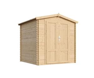TIMBELA M343F1 Abri De Jardin en Bois 3,53 m², Cabane De Jardin Extérieure avec Parois De 19 mm, Cabanon De Jardin Extérieur pour Outils Et Vélos, sans Plancher, Portes À Panneaux en Bois Massif