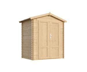 TIMBELA M367F1 Abri De Jardin en Bois 1,98 m², Cabane De Jardin Extérieure avec Parois De 19 mm, Cabanon De Jardin Extérieur pour Outils Et Vélos, sans Plancher, Portes À Panneaux en Bois Massif