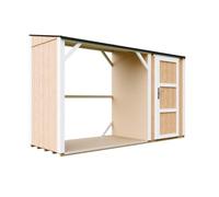 TIMBELA M985-HARVEST Honey Abri à bûches avec Remise 4,14 m², abri pour Bois de Chauffage avec Rangement fermé