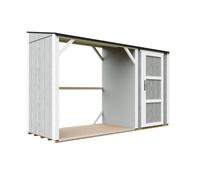 TIMBELA M985-TUNDRA Grey Abri à bûches avec Remise 4,14 m², abri pour Bois de Chauffage avec Rangement fermé