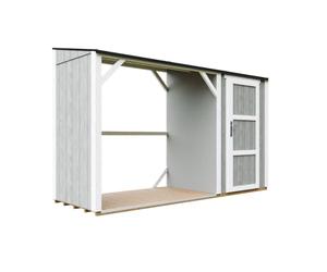 TIMBELA M985-TUNDRA Grey Abri à bûches avec Remise 4,14 m², abri pour Bois de Chauffage avec Rangement fermé