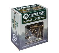 Timber Wolf TW40035 Vis à bois - 4,0 x 35 mm - Boîte de 100, zinc et jaune (or)