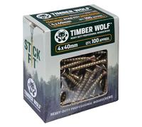 Timber Wolf TW40040 Vis à bois - 4,0 x 40 mm - Boîte de 100, zinc et jaune (or)