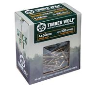 Timber Wolf TW40050 Vis à bois - 4,0 x 50 mm - Boîte de 100, zinc et jaune (or)
