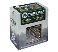 Timber Wolf TW40060 Vis à bois - 4,0 x 60 mm - Boîte de 100, zinc et jaune (or)