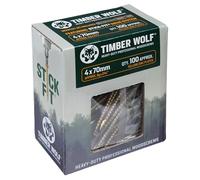 Timber Wolf TW40070 Vis à bois - 4,0 x 70 mm - Boîte de 100, zinc et jaune (or)