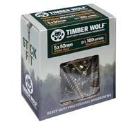 Timber Wolf TW50050 Vis à bois - 5,0 x 50 mm - Boîte de 100, zinc et jaune (or)