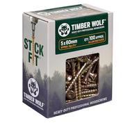 TIMBER WOLF TW50060 Lot de 100 vis à bois, zinc et jaune (or), 5 x 60 mm