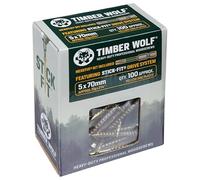Timber Wolf TW50070 Vis à bois - 5,0 x 70 mm - Boîte de 100, zinc et jaune (or)