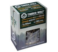 Timber Wolf TW50100 Vis à bois - 5,0 x 100 mm - Boîte de 100, zinc et jaune (or)
