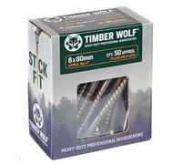 TIMBER WOLF TW60080 Vis à bois - 6,0 x 80 mm - Boîte de 50 pièces, zinc et jaune (or)