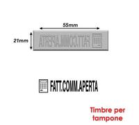 Timbre Caoutchouc Pour Tampon Encreur 55x21mm Texte Italien Fatt.Comm.Aperta