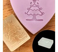 Timbre de savon fait main avec Noël, Z0364XS WITHOUT HANDLE | Décoration de savon saisonnière, forme de tampon transparente pour une orientation visible, graphiques et lettrage