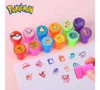Timbres Pokemon Amine, 12 pièces, sceau de dessin animé, motif Pikachu Eevee Gengar, bricolage, peinture pour enfants, jouets amusants, cadeaux d'anniversaire 12pcs