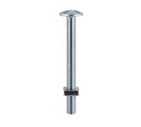 TIMco 0625RBP BZP Lot de 10 boulons de toiture et écrou carré M6 x 25 Zinc