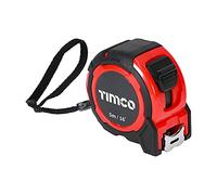 TIMCO Mètre ruban 5 m - 5 m x 25 mm - avec bouton de verrouillage, clip ceinture et dragonne - Mètre ruban métrique et impérial
