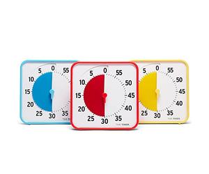 Time Timer Classroom Set Couleurs Primaires Minuterie Visuelle 60Min Cartes D'Activité Effaçables Sec Salle entres d'apprentissage/Horloge Bureau Lot 3 Bleu/Rouge/Jaune 19x19x3cm TT08B-PRM3-W