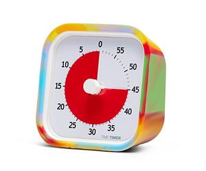 TIME TIMER Mod Tie Dye - Minuterie Visuelle L'Apprentissage des Enfants, Horloge Bureau des Enseigts, Outil D'Étude à Domicile et Réunions Fonctionnement Silencieux TTM9-TYDY-W 9 x 5 x 9 cm