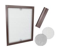 Time4Blinds Moustiquaire de Fenêtre Grise - Protection Contre Les Insectes - Maille Solide en Fibre de Verre - Cadre en Aluminium - Support à Ressort Universel - 70x150 - Cadre Marron