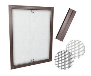 Time4Blinds Moustiquaire de Fenêtre Noire - Protection Contre Les Insectes - Maille Solide en Fibre de Verre - Cadre en Aluminium - Support à Ressort Universel - 100x150 - Cadre Marron