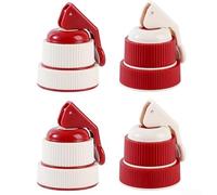 Timed Lot de 4 bouchons à vin rouges 18-19 mm | Construction en plastique, léger, facile à nettoyer, indispensable pour la cuisine, suit la fraîcheur