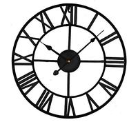 Timelike Horloge Murale Geante, Traditionnel Vintage Rétro Art Industriel Horloge Murale avec Chiffres Romains Murale Décoratives pour Cuisine, Salon, Bureau (Noir)