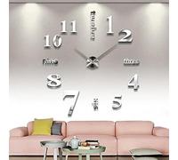 Timelike Horloge Murale Muette, Pendule Murale de Mode Moderne Horloge Murale sans Cadre 3D DIY Miroir Autocollant Bureau Hôtel Décoration de La Maison DIY Horloge Murale