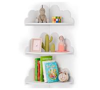 TIMENIL Lot de 3 étagères murales d'angle à suspendre pour chambre d'enfant, chambre d'enfant, chambre de bébé, design festonné, fond mural en bois pour chambre d'enfant, chambre de bébé, blanc