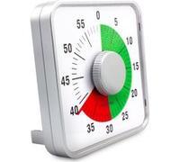 FISHTEC - Minuteur mécanique Visuel géant Carre 60 Minutes - Grand Format 19 x 19 cm Zone colorée visuelle - Alarme sonore puissante sans Piles - Cuisine ureau Sport Enfants