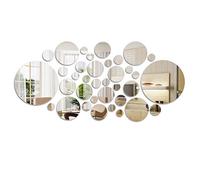 TIMESETL 36Pcs Stickers Miroir en Acrylique Autocollants Muraux Décoratifs Stickers Muraux Ronds au Design Moderne Miroir Mural pour Salon et Chambre Decoration, 6 Tailles
