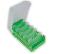 TimeTEX Boîte à fiches en plastique robuste, A8, semi-transparente avec couvercle rétractable, méthode d'apprentissage à 5 compartiments, 20 x 9 x 6,5 cm, couleur : vert