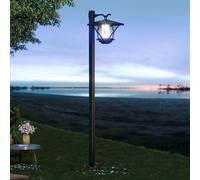 Timisea 1 lampadaire solaire d'extérieur de 150 cm, poteau lumineux noir classique en aluminium, lampe solaire étanche pour allée, terrasse, jardin, pelouse, cour, allée