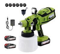 Timisea Système de pulvérisation de peinture sans fil 1400 ml Airless avec 6 buses et 2 batteries 2000 mAh Pistolet pulvérisateur électrique pour peinture murale avec raccord rapide Bouton rotatif