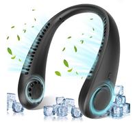 Timiyou Ventilateur de cou mains libres, USB, portable, avec batterie de 2600 mAh, pour les voyages, les sports de plein air, la maison, le bureau (noir), TM64542