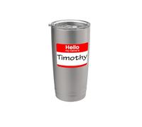 Timothy, badge avec inscription « Hello My Name is » Gobelet isotherme en acier inoxydable double paroi