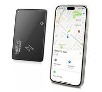 TiMOVO Carte Traqueur Portefeuille pour Apple Find My, iOS, Noir | Rechargeable sans Fil, Traqueur d'Objets Bluetooth, Étanche IP68, Ultra Mince pour Sac à Main, Bagages, Passeports