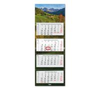 Timr Calendrier mural 4 mois 2027 Motif montagne - tr426 | Calendrier 4 mois 33 × 90 cm, DE/EN/FR/ES, Timr 2027, calendrier mural avec curseur de date.