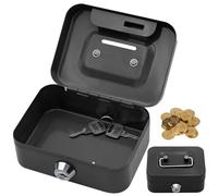 Tin de trésorerie avec boîte à caisse en métal vec verrouillage 4.5x3.4x2.3 pouces Banque de pièce avec poignée de levage et boîte à sous de monnaie pour les adultes cadeaux pour enfants pour la