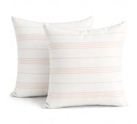Tin Dreams Factory | Lot de 2 housses de coussin 45x45 cm blanches avec rayures orange - Déhoussables et lavables - Coussins modernes - Fabriquées en Espagne - Décoration maison, lit, canapé, fauteuil